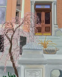 Ciliegio in fiore, Brooklyn, 2017 (disegnato a mano su un iPad con una matita Apple)