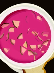 Ciotola di Borscht con cetriolo a fette e pane.jpg, c.2020-24 (arte digitale)
