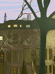 Brownstone di notte (arte digitale)