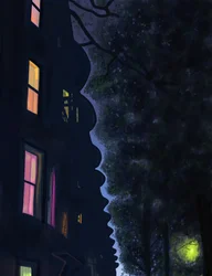 Piani degli edifici di notte, Brooklyn (arte digitale)