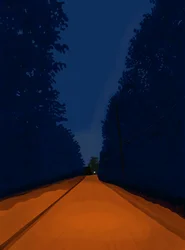 Strada sterrata di notte, Brooklyn (arte digitale)