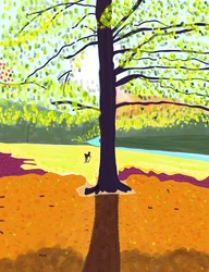 Cane, mattina presto, autunno, parco Prospekt (arte digitale)