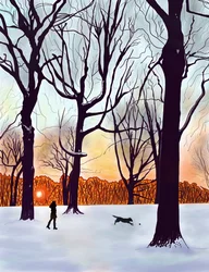 Cane nella neve, Brooklyn (arte digitale)