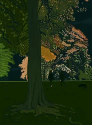Cane a spasso di notte (arte digitale)