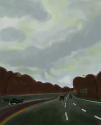 Guidare la Long Island Expressway, 2017 (disegnato a mano su un iPad con una matita Apple)