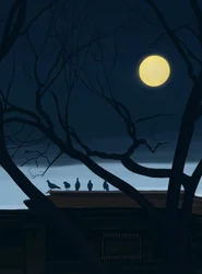 Cinque piccioni sul tetto (arte digitale)