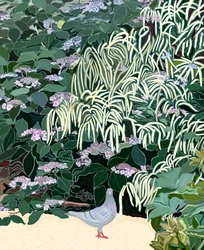 Barba di capra e piccione in giardino (arte digitale)