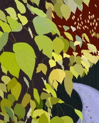 Foglie verdi e sentiero (arte digitale)