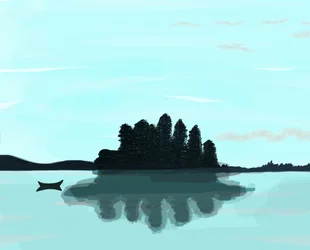 Lago nel Maine, 2015 (disegnato a mano su iPad con una matita Apple)