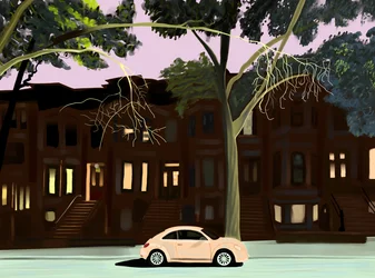 Auto sola sul blocco, 2025 (arte digitale)