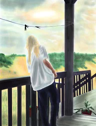 Miss Penny sulla veranda, North Swan Beach (arte digitale)