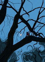 Moon and Robin 7 am, 2025 (arte digitale)