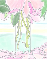 Peonia in vaso, Brooklyn (arte digitale)