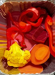 Verdure sottaceto in un contenitore da asporto (arte digitale)