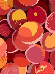 Mucchio di pesche, 2020-24 circa (arte digitale)