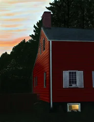 Casa rossa a Beaccon, NY, Dawn (arte digitale)