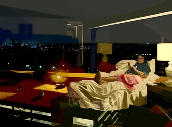 Richmond, Virginia, Hotel di notte, 2025 (arte digitale)