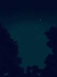 Stelle nel cielo di notte e profilo di alberi (arte digitale).