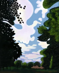Tenda e cielo, Prospect Park 2018 (disegnato a mano su un iPad con una matita Apple)