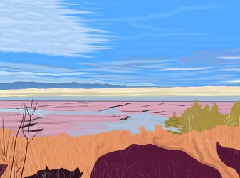 Il fiume Hudson visto da Hudson, New York. (arte digitale)