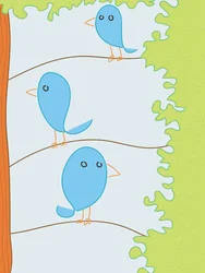Tre uccelli azzurri su un ramo, 2015 (disegnato a mano su un iPad con una matita Apple)