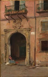 Ragazza davanti alla porta