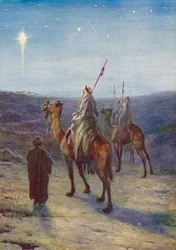 I Re Magi che seguono la Stella (litografia a colori)