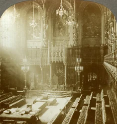 Interno della Camera dei Lord, Westminster, Londra