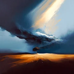 Paesaggio astratto a olio, stile John Singleton