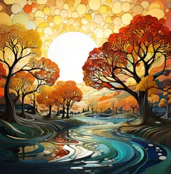 Paesaggi fantastici e dipinti di alberi in vendita, arte murale | Stampe su tela