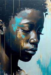 Giovane africano astratto su tela