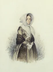 Ritratto di una Giovane Signora con un Cappello e Guanti Bianchi, 1840