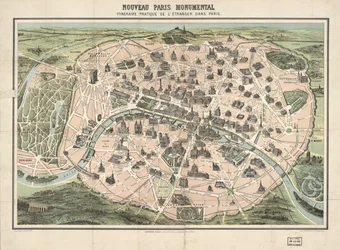 Edifici selezionati mostrati pittoricamente. Vista a volo d