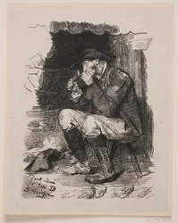 Un Uomo Accende la Sua Pipa