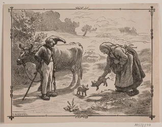 Illustrazione alla fiaba popolare "I tre piccoli porcellini"