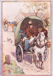 Mentre si allontanavano sua madre uscì di corsa dal cancello, illustrazione da David Copperfield, 1914