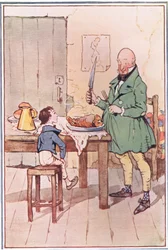 David cenò con il signor McCawber in prigione, illustrazione da David Copperfield, 1914