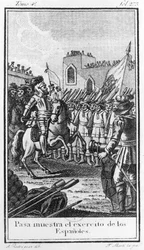 Hernando Cortes rivede le sue truppe, inciso da Antonio Rodriquez