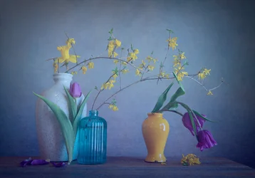 Vasi e fiori primaverili