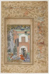 Babur intrattiene nel palazzo di Sultan Ibrahim Lodi, c.1585