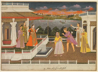 Un pretendente bendato viene portato davanti a una principessa, 1755