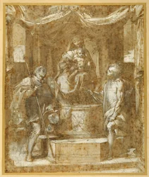 La Vergine e il Bambino in trono sotto un baldacchino, con i Santi Rocco e Sebastiano