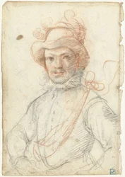 Ritratto di un guerriero, con cappello piumato