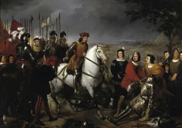 Spagnolo: El Gran Capitán recorriendo el campo de la batalla de Ceriñola Gonzalo Fernández de Córdoba alla battaglia di Cerignola
 oppure in spagnolo: El Gran Capitán después de la batalla de Ceriñola encuentra el cadáver de Luis de Armagnac Gonzalo Fernán
