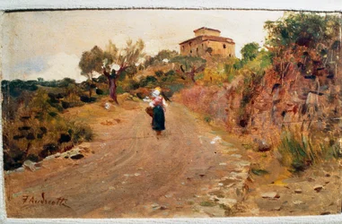 Contadino sulla strada, ca 1900