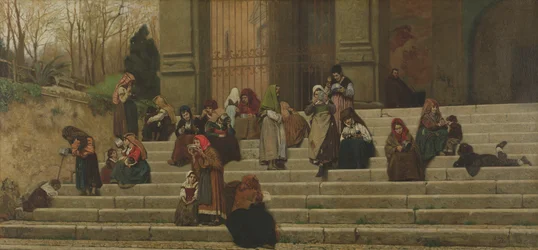 I poveri sui gradini del Convento di Ara Coeli a Roma, 1872