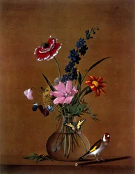 Bouquet di fiori con una farfalla