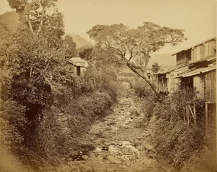 [Villaggio giapponese con ruscello]