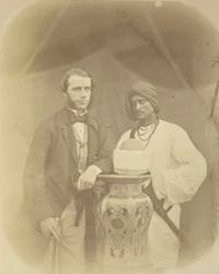 Ritratto di J.D. Forsyth, Esq., C.S. Sec., Comandante Capo a Oude con il suo Servitore Indiano