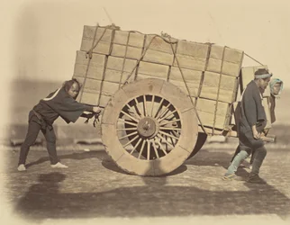 Shariki, o Coolies che spingono carretti, ca. 1860